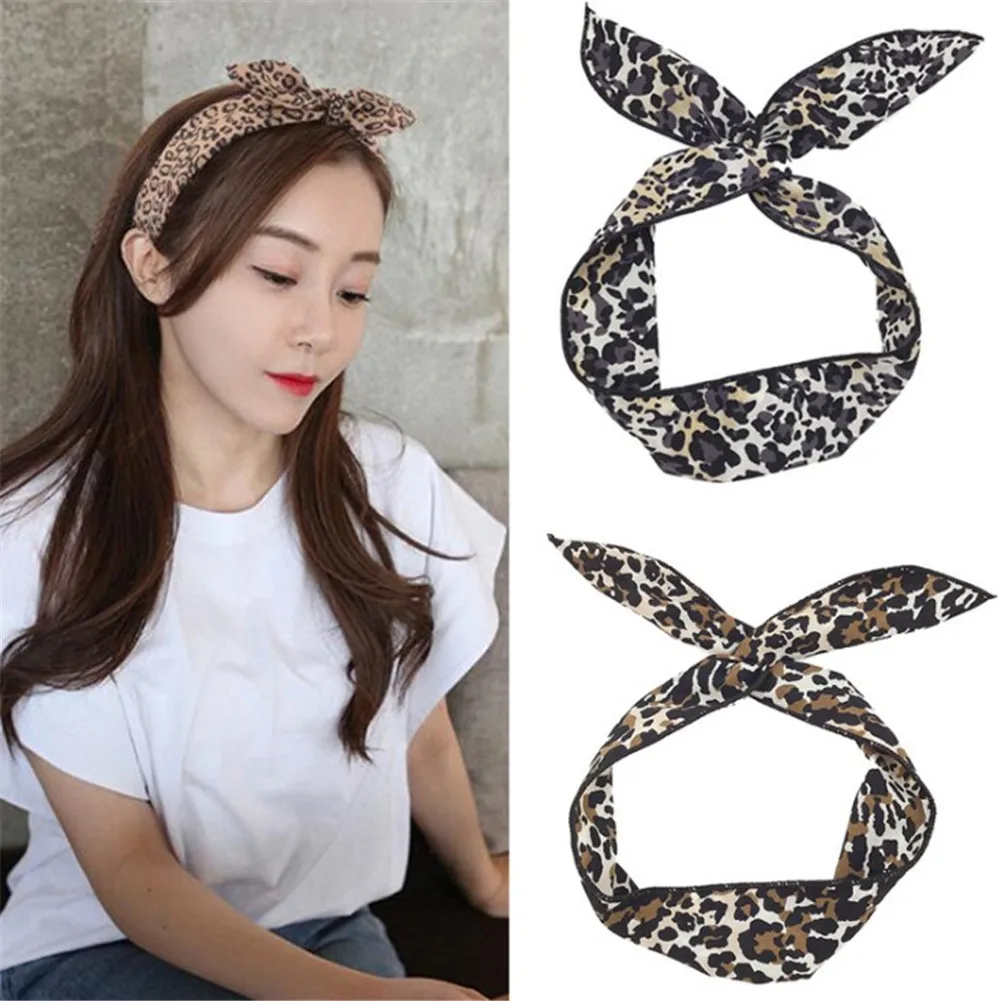

Bohemian Leopard Print Knot Hairband Ladies Ethnic Geometric Leopard Pattern Knotted Hairband Customized Hair Accessories