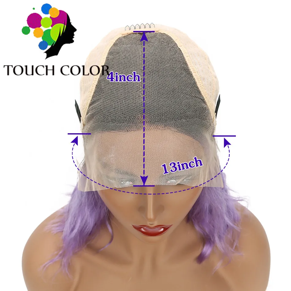 Покраска методом Омбре розовый фронтальный парик бразильский объемный волнистый короткий боб парики для женщин Remy человеческие волосы 13x4