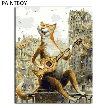 

Hot Selling Framed Pictures Painting By Numbers Lovely Cat Handwork Canvas Oil Painting Home Decor For Living Room GX4554