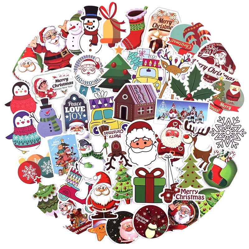 

100 PCS Christmas snowflakes non-repeating luggage computer skateboard car motorcycle graffiti stickers waterproof