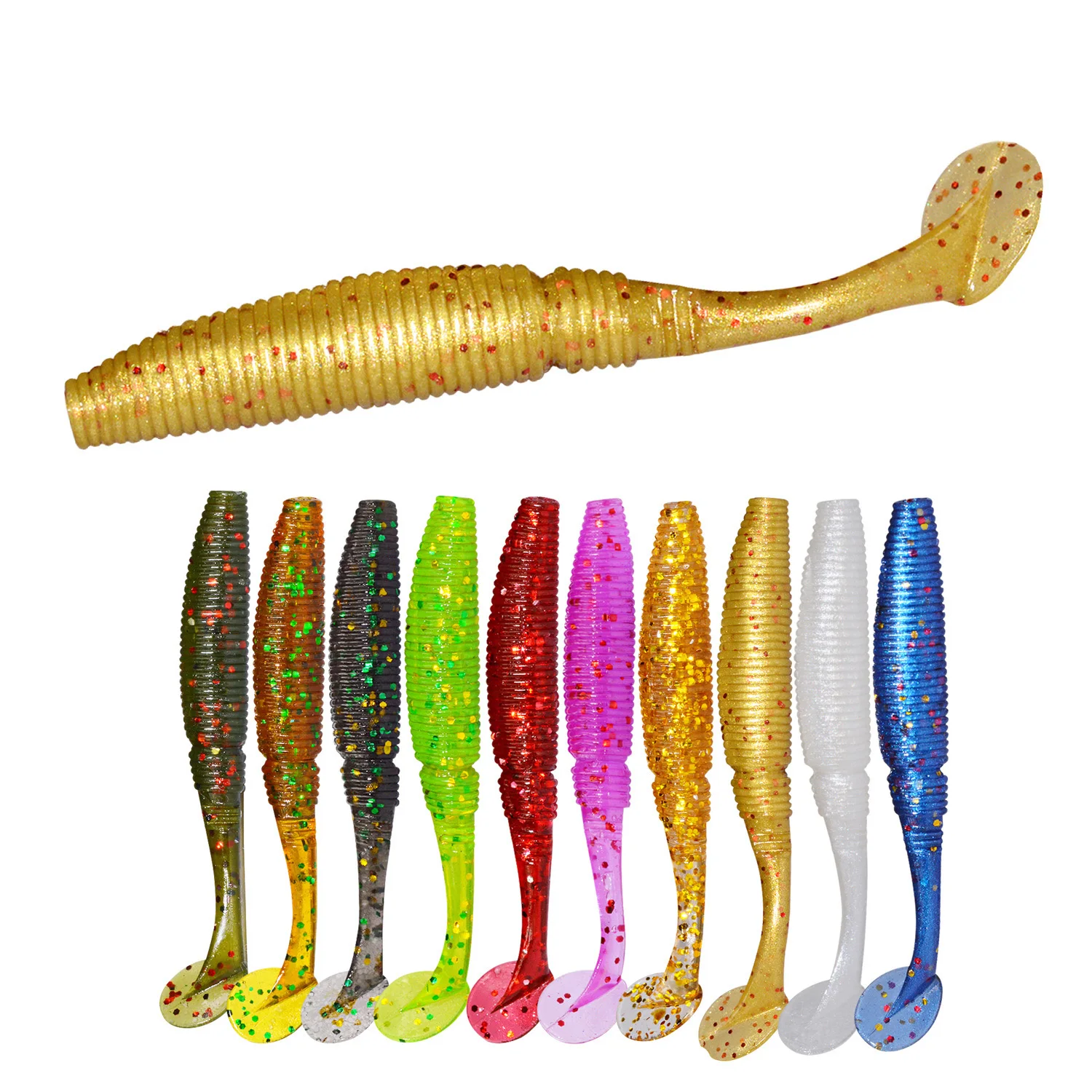 

15Pcs/lot 50mm Soft Baits Shad Soft Lure for Fishing Lure Bait T-tail Easy Shiner Bass River Catfish Jig Carp Rubber Wobblers