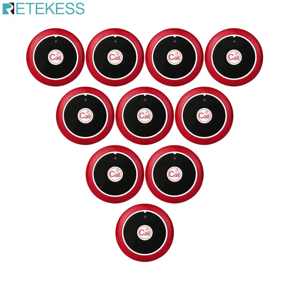 Retekess 10 шт. 433 МГц беспроводной пейджер кнопка вызова Ресторан Официант Система