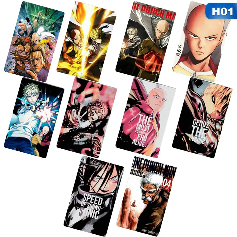 H01 10 шт./компл. Cool ONE PUNCH-MAN карта аниме наклейки; классические игрушки мультфильм DIY идентификатор автомобиля карты наклейки декор подарки для детей игрушки - Цвет: H01