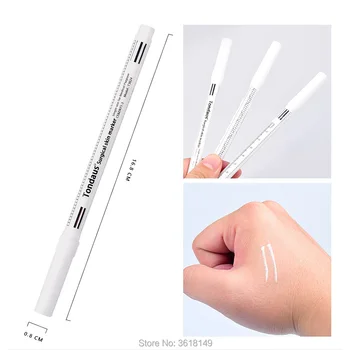 

50pcs White Surgical Skin Marker Pen for Eyebrow Double Headed Purple Microblading Tattoo Marker Pen 1mm 0.5mm Permanent Makeu