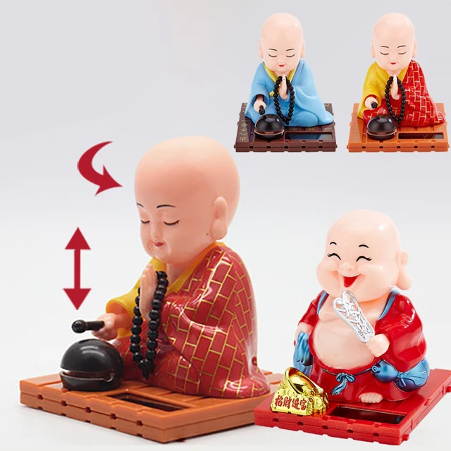 Figurines de poupée de moine bouddhiste, 1 pièce, statue voiture tableau de  bord, décorations, Bobble à