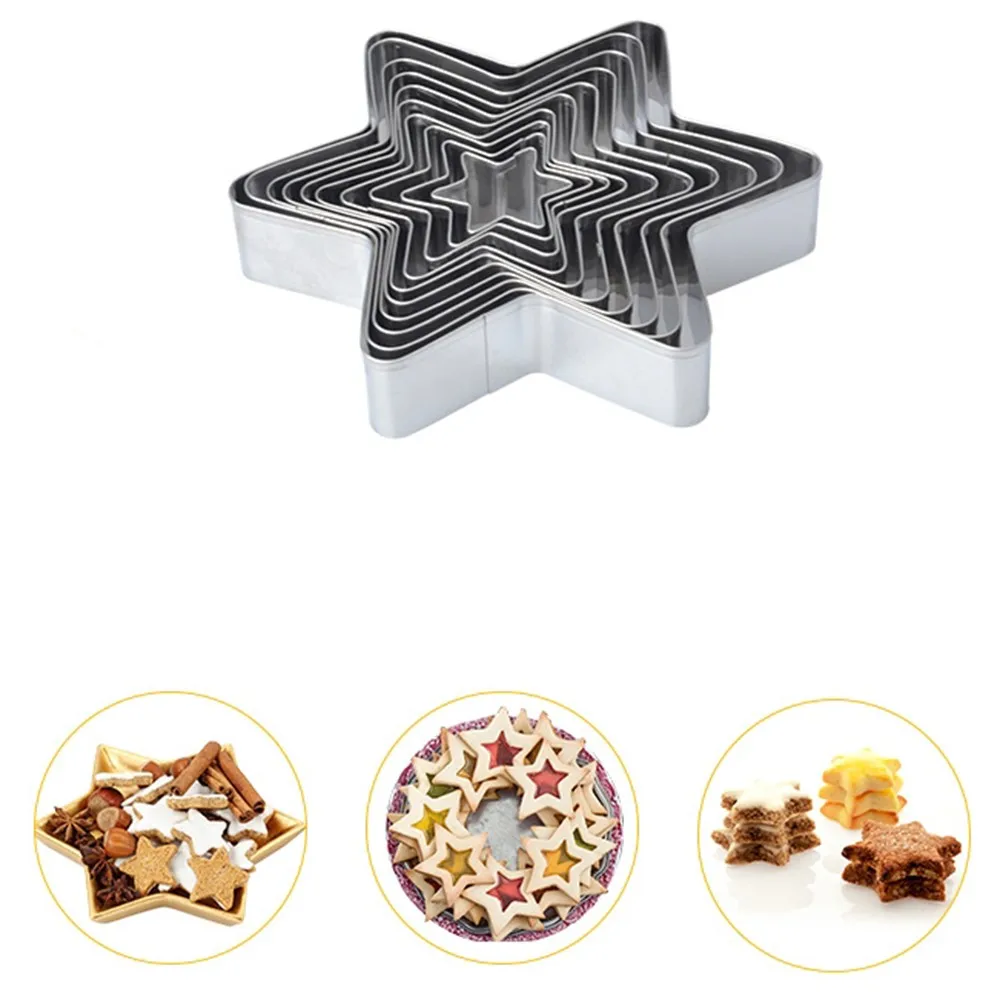 6 с рисунком пятиконечной звезды, форма для выпечки тортов DIY печенья помадка для бисквита резак инструмент для выпечки Нержавеющая сталь формы фруктов вырезать цветок формы 10 шт./партия