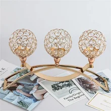 3 Arms Candelabras Crystal Arch Bridge Goblet Candle Holders Bowl Tealight Candlesticks Romantic Ornament for Home Party Decor