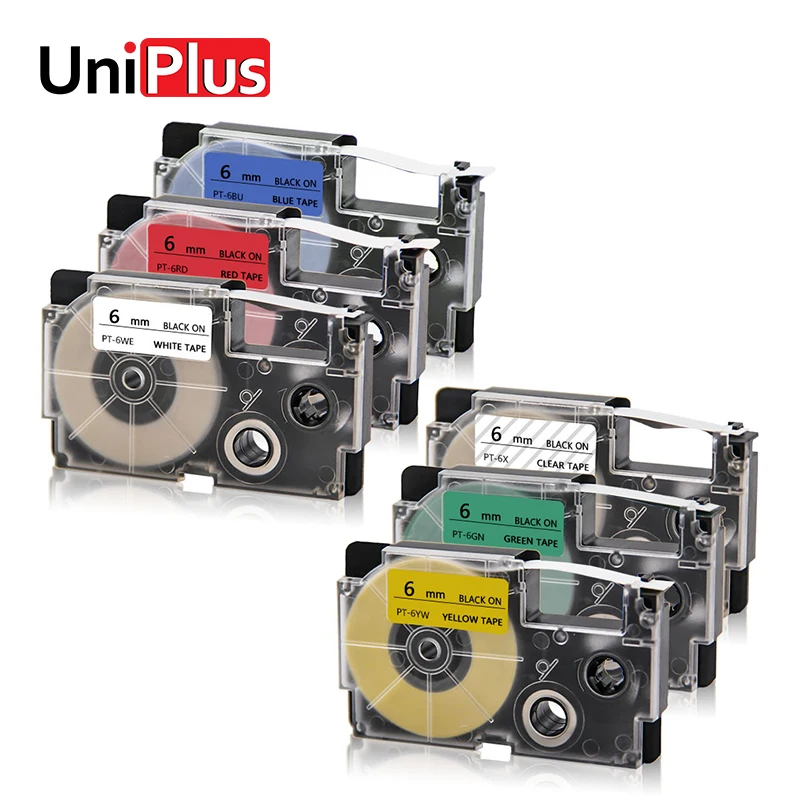 UniPlus XR 6X XR6WE 6RD 6YW Ленточные ленты для этикеток заменяемые Casio Label Maker 6B 6GN 6 мм разные
