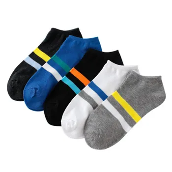 

2020 5 pairs of men and women comfortable striped cotton socks short ankle slippers oversocks female socks Harajuku style daily