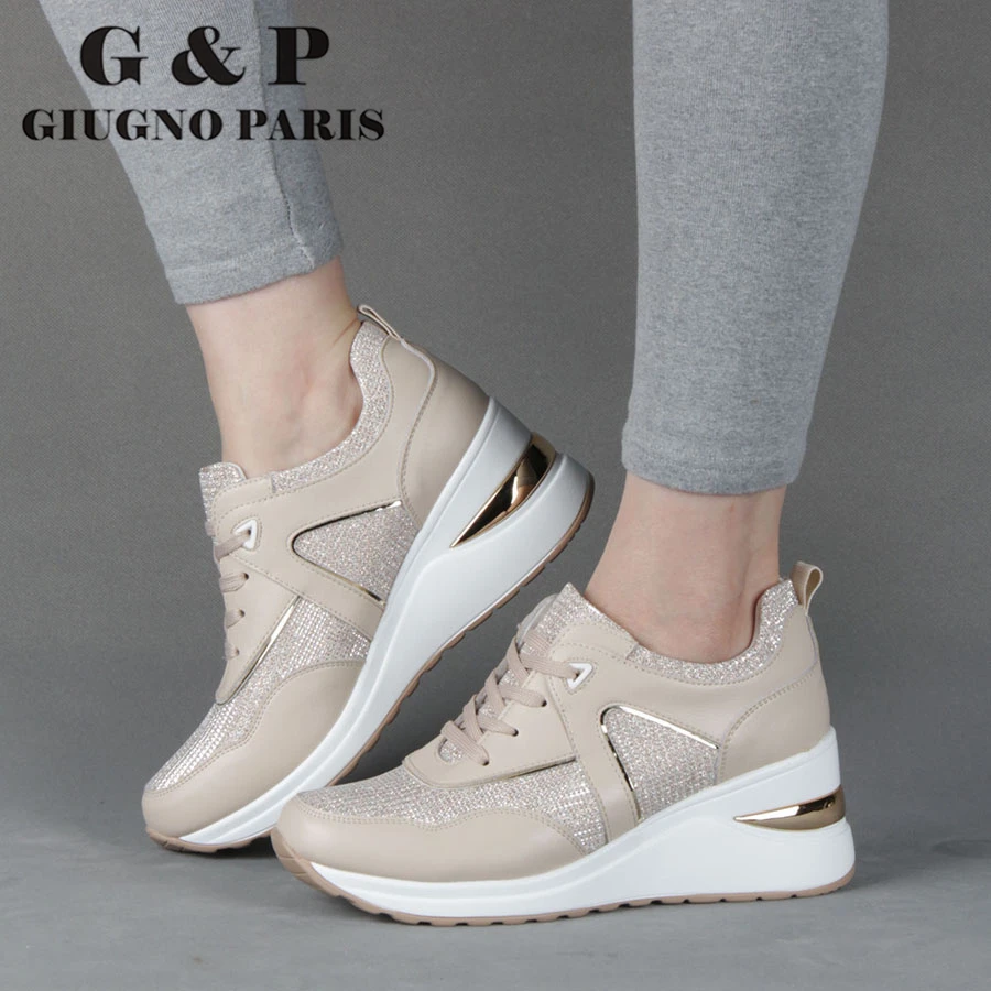 Leather Shoes women platform sneakers wedge chunky walking shoes comfortable and light weight leather upper and insole