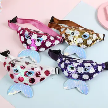 

Baby Kids Girls Fashion Waist Bag Sequined Fish Tail Children Chest Bag Shoulder Bag Crossbody Bag Party Bag