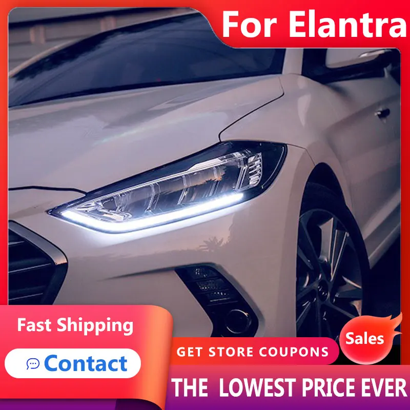 

HANA for Hyundai Elantra Headlights 2017-2020 Elantra Headlight Dynamic Signal DRL LED High Low Beam Auto Accessories