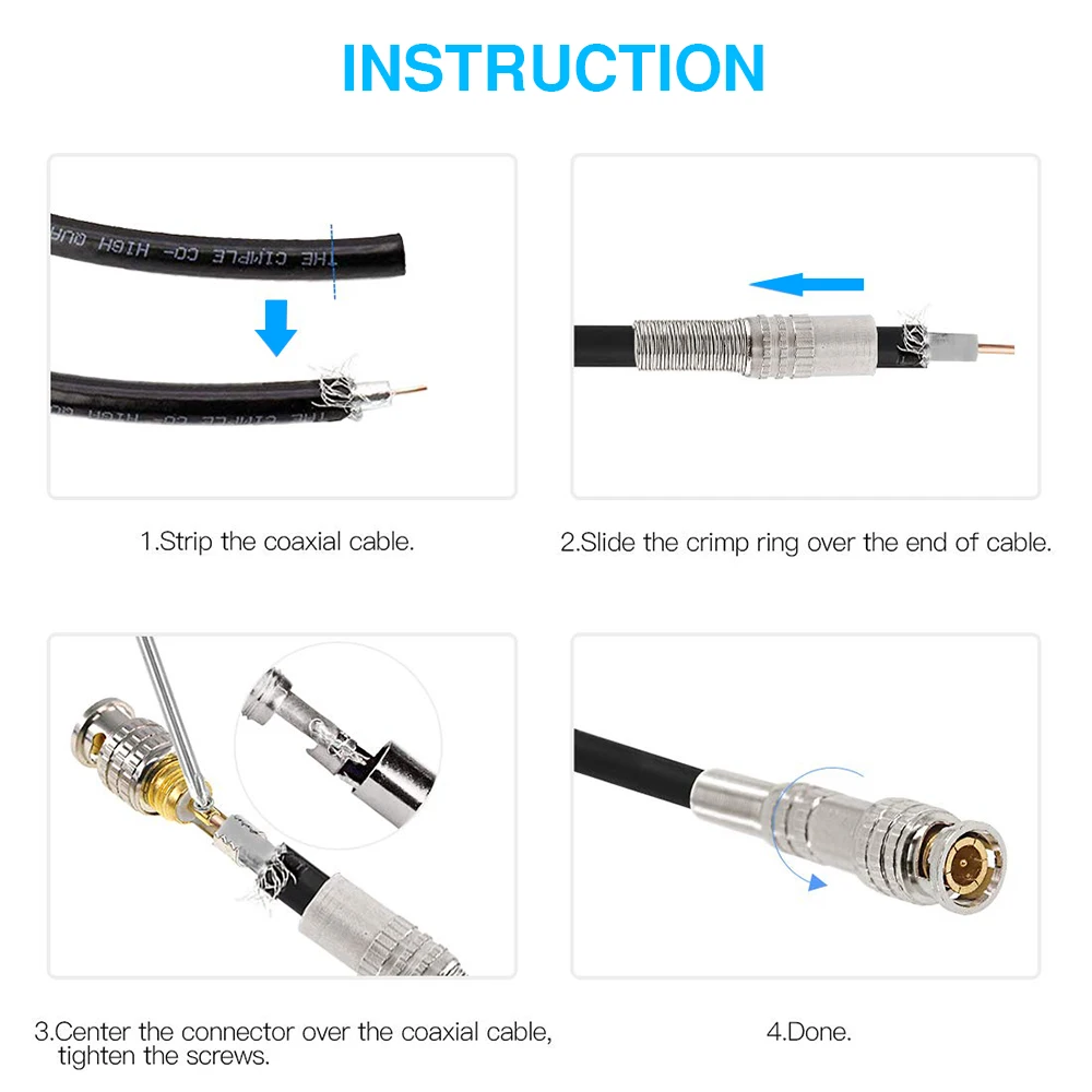 10pcs Big sale BNC Connector Jack for Coaxial Camera Surveillance Camera system Accessories CCTV System Solder Less Twist Spring