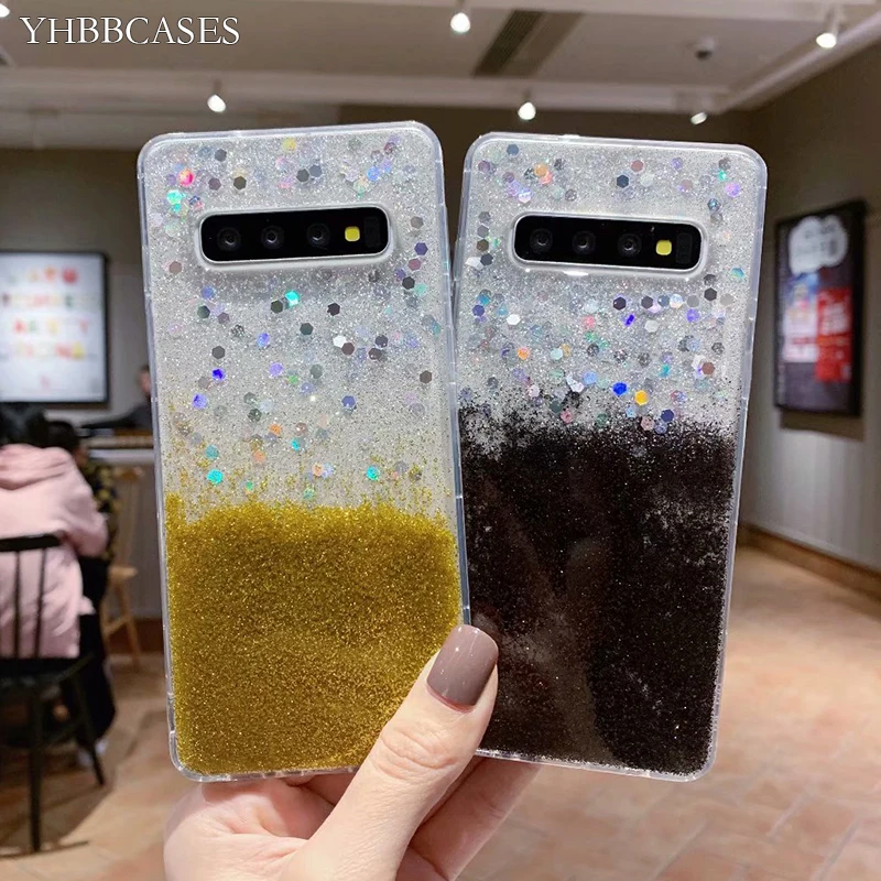 YHBBCASES для Samsung Galaxy S11 S10 Plus яркие прозрачные мягкие чехлы с блестками Note 10 8 9