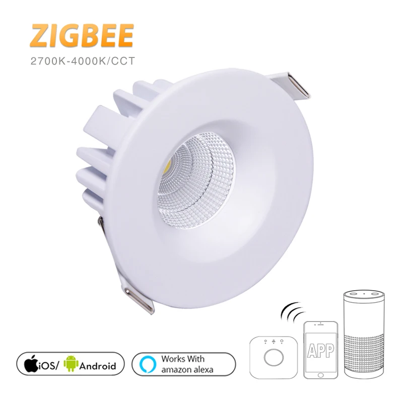 

10pcs/lot Zigbee Smart 8W CCT COB LED Downlight Home Kitchen 220-240V Dimmable Recessed Ceiling Spotlight Lamps works with Alexa