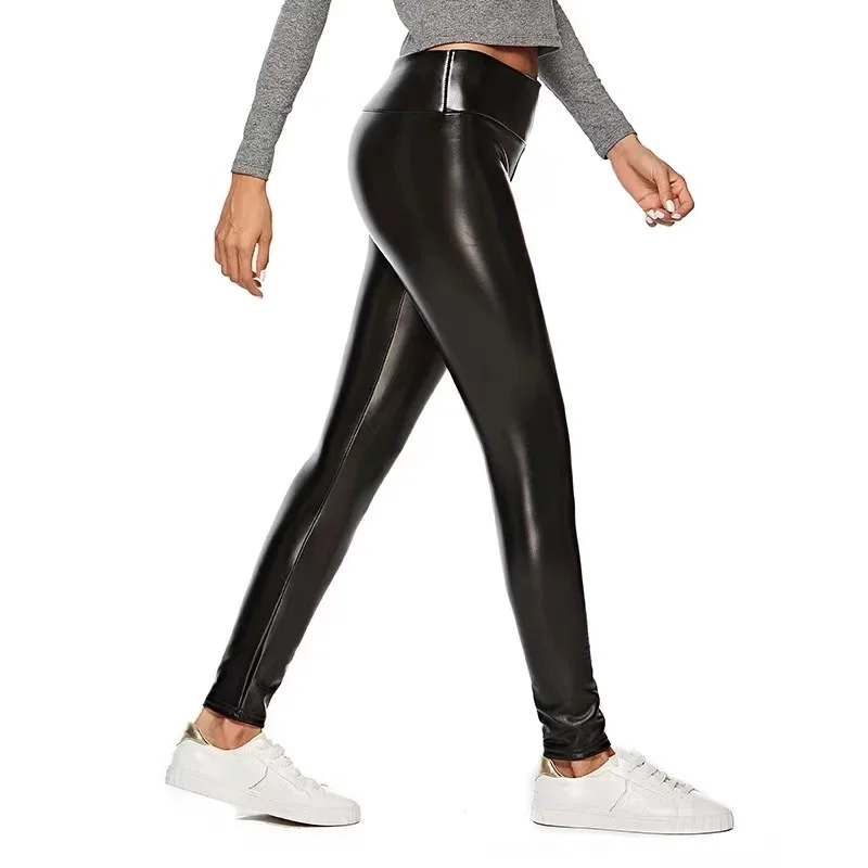 2022 Spring Faux Pu Leather Velvet Warm Seamless Leggings Push Up Women Sexy Legging Female Pants High Waist Sweatpants Clothing fabletics leggings
