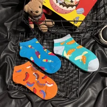 Носки для взрослых, короткие, до лодыжки, для еды, холодное мороженое, леденец, мороженое, лето, хот-дог, хот-дог, горчичный, милый кетчуп, банан, Прямая поставка