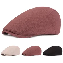 Мужские хлопковые Гольф берет газетчика шляпа шапки стильные кнопки назад плоские кепки для езды