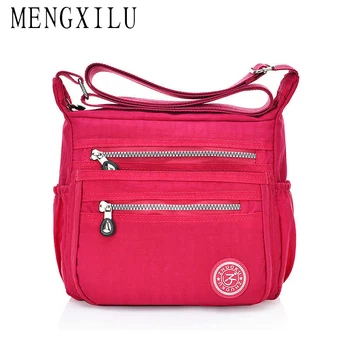 

MENGXILU Casual Tote Nylon Satchels Women Messenger Bags Elegant Multi-Pocket Zipper Waterproof Leisure Crossbody Shoulder Bag