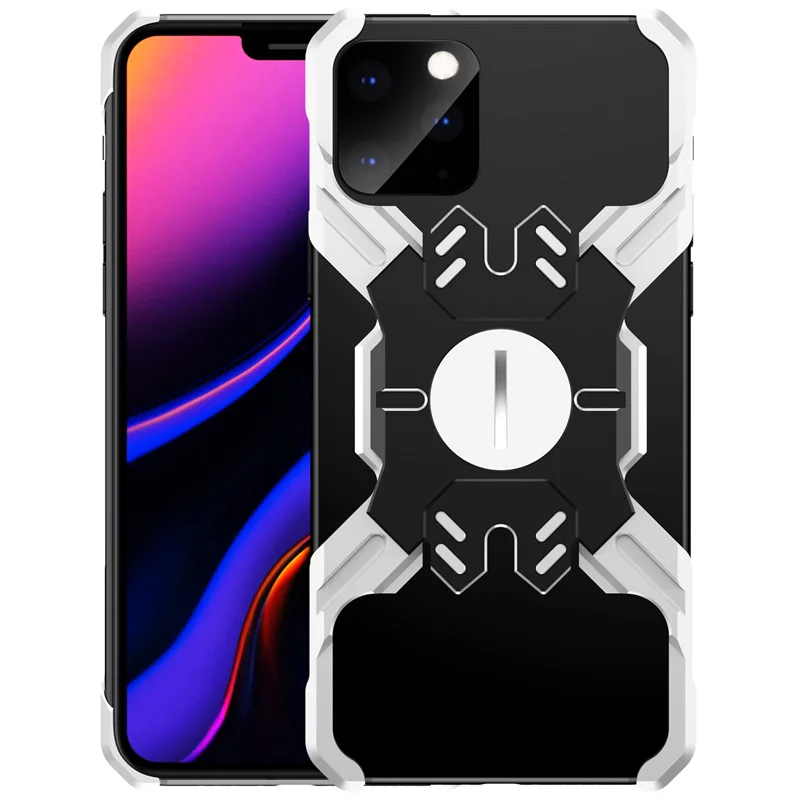 Для Apple iPhone 11 Pro Max металлический чехол Роскошный механический чехол для телефона iPhone 11 Pro - Цвет: silver black