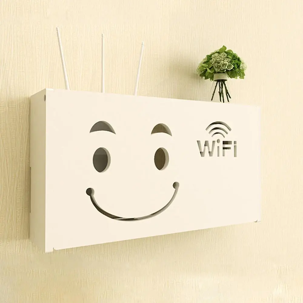 

Wall Mounted Wireless Wifi Router Storage Box Multifunction Wall Hanging Plug Board Bracket Cable Storage Organizer Home Decor
