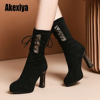 

Autumn Winter Women zipper Round toe Boots Elastic suede woman short Boots cotton ankle boots women's botas mujer 2020 New u652