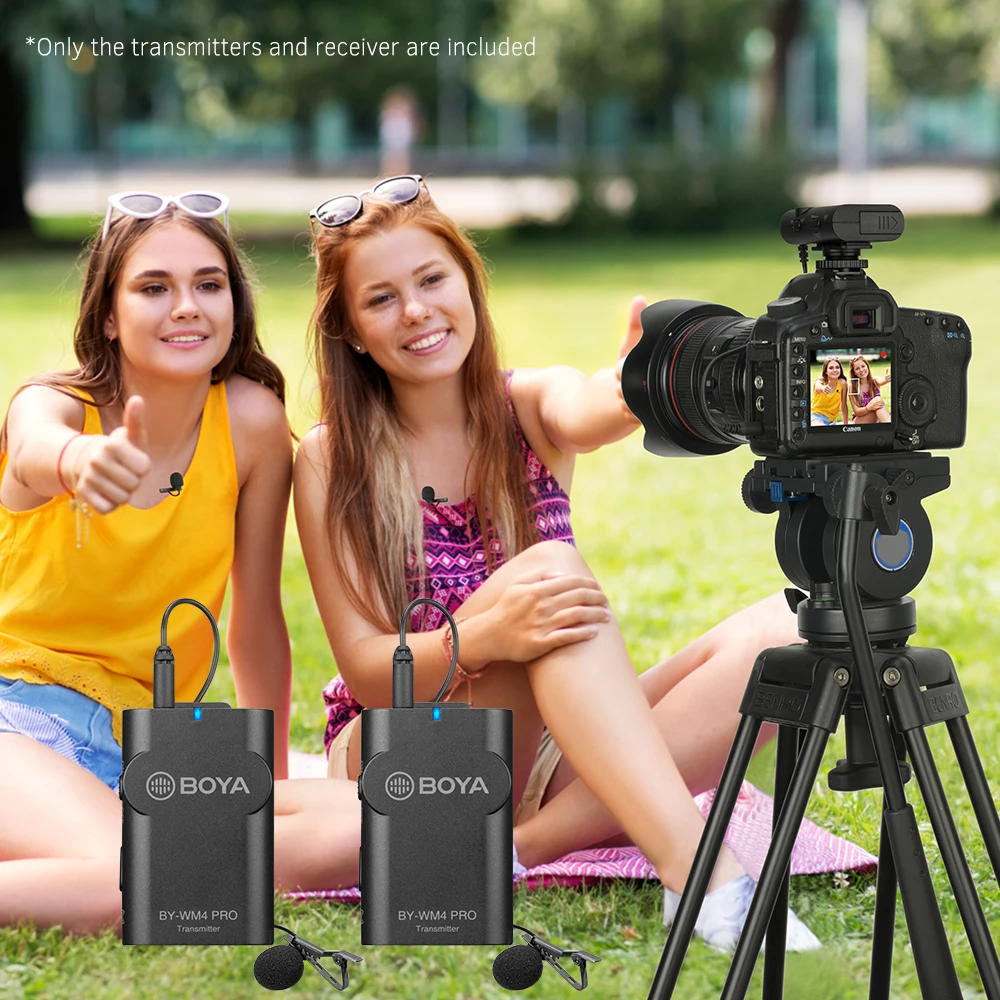 BOYA BY-WM4 Pro K2(двойные Передатчики+ один приемник) Портативная Беспроводная микрофонная система 2,4G с для видеокамеры DSLR