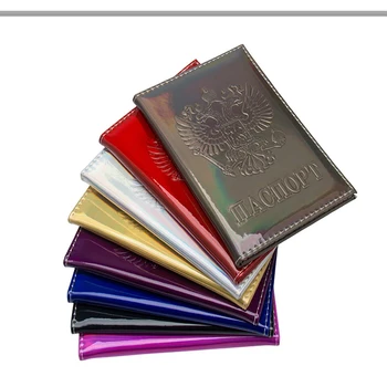

mirror glossy passport book glossy ticket holder PU No Zipper travel passport case 2019 New simple Solid laser passport clip