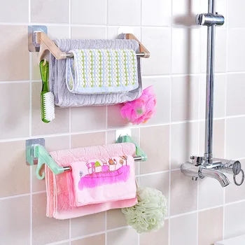 

Brushed Silver Seamless Double Towel Bar Straight Glue Seamless Double Towel Bar Towel Holder