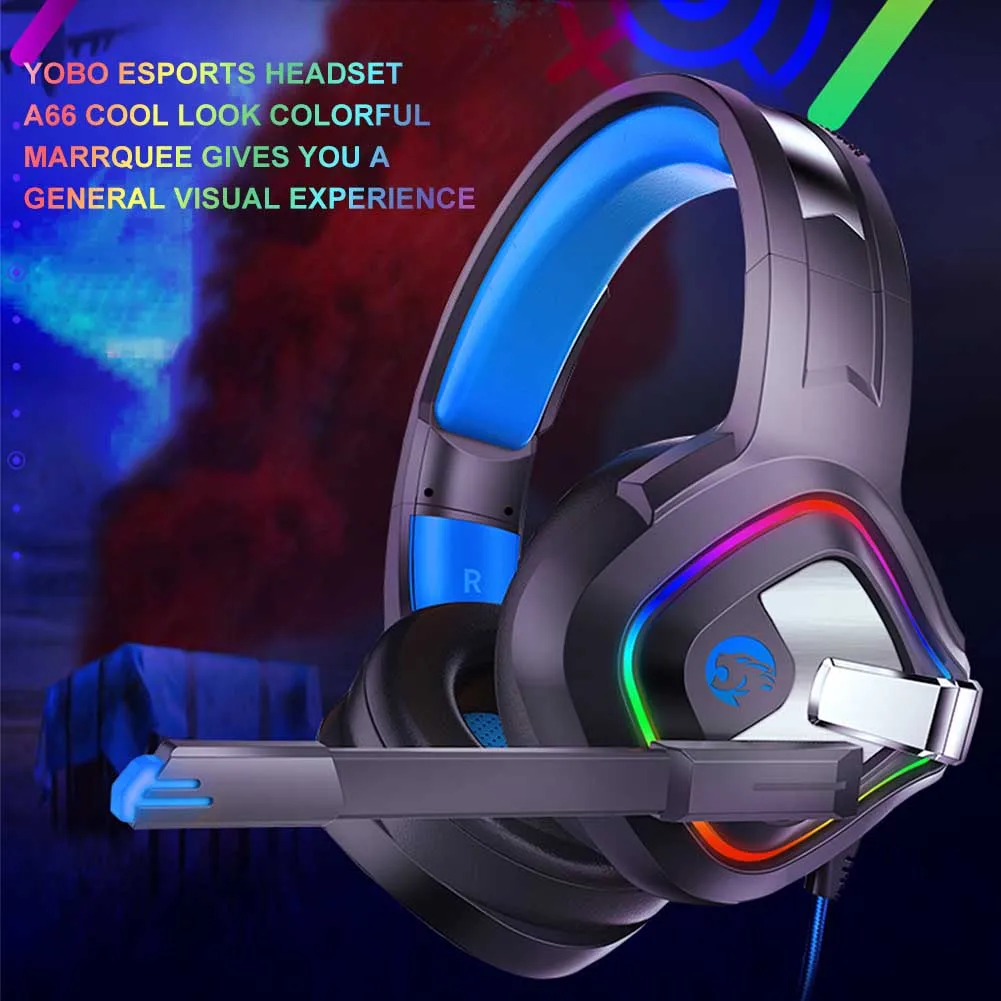 

Gaming Headset 3.5mm Jack USB Interface with Microphone Subwoofer Stereo Headphones for Mobile Tablet PC LED Light Headphones