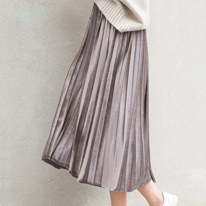 

SALSPOR Spring and Autumn Dress Women Fashion Pleated dress Solid Color Casual Wild Loose Waist Skirt Korean Skirt Women hot