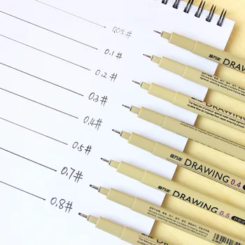 

8pcs Pigma Micron Art Marker Pens Pigment Liner Different Tips Needle Fineliner Sketching Hook Liner Pens Black Ink 0.05-0.8mm