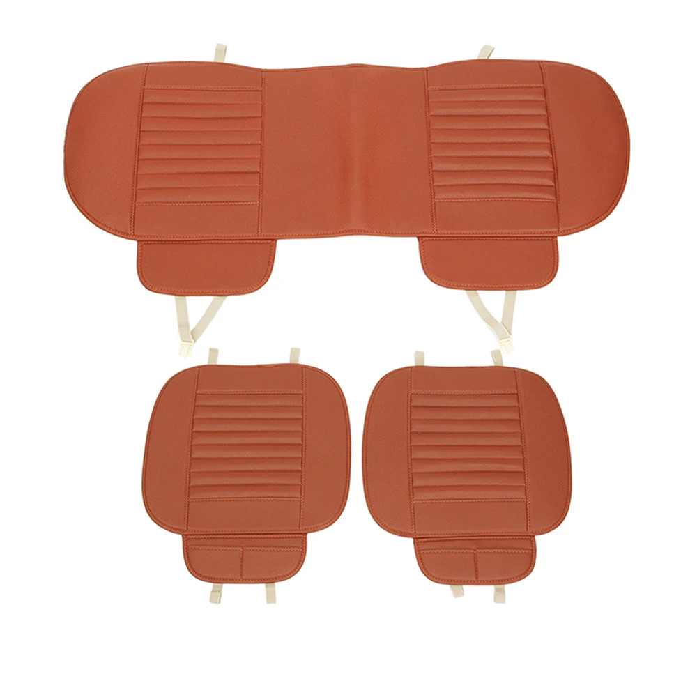 

Universal Size 3Pcs Car Seat Cover Breathable Bamboo Pad Mat PU Leather Four Seasons for Auto Chair Cushion