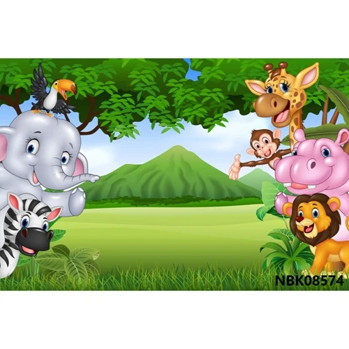 Safari 1st Birthday Backdrop Jungle Tropical Forest Wild One Animal Party Photography Newborn Baby Shower Photo Background Props NBK08574