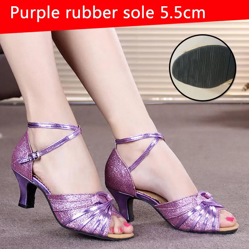 SY-purple 5.5cm Популярная обувь для латинских танцев; женская обувь для взрослых; обувь для латинских танцев; модная обувь для латинских танцев; Танцевальная обувь для танго; женская обувь для выступлений - Цвет: SY-purple 5.5cm
