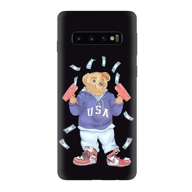 Роскошный итальянский чехол для samsung Galaxy S10 S9 S8 S7 S6 Plus Lite edge черный силиконовый чехол для телефона мягкий чехол GG аниме медведь - Цвет: Color5