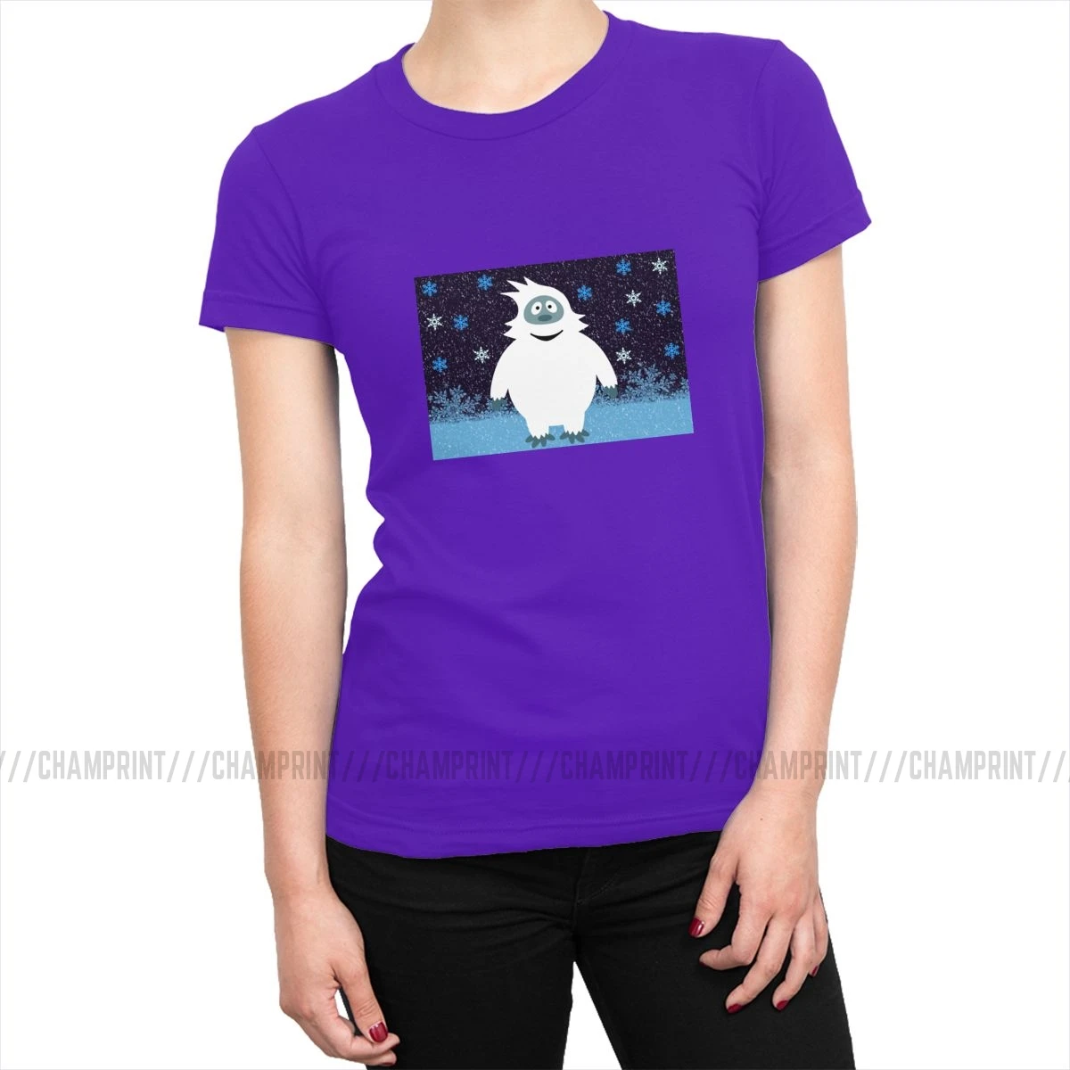 Snowie The Abominable Снеговик футболки женские Монстры футболки Гранж Топы И Футболки в стиле рок Crazy Crew Neck женская одежда - Цвет: Фиолетовый