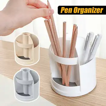 

Home Cylinder Shape School Stationery Multi Grid Pencil 360 Degree Rotated Portable Office Desk Pen Holder Multifunction Storage