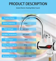 Chauffe-eau électrique avec affichage numérique, douche, cuisine, chalet, maison de campagne, prise UE, 220 W, 3000 V 2