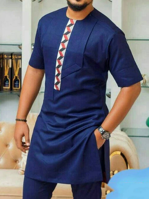 Ebuke Loose Short Sleeve Color Block African Men - Image 5