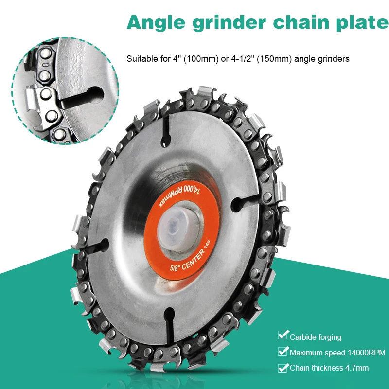 

1PC Wood Carving Disc Grinder Disc Chain Wood Carving Disc For Use With 4" Or 4-1/2" Angle Grinders Power Tool Accessoires New