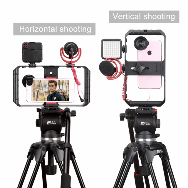 Ulanzi Smartphone Cage Filmmaking Case Small U Rig Hand Grip Phone Video Stabilizer With Cold Mount for iPhone 13 14 15 Android 5