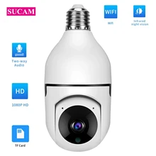 Caméra wifi Full HD 2MP, ampoule, panoramique, inclinaison, conversation bidirectionnelle, moniteur bébé d'intérieur sans fil, application V380, pour la sécurité à domicile 
