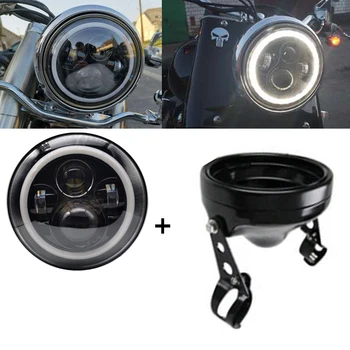 

7 inch Motorcycle LED Headlight Motorcycle Headlamp Moto 7'' DRL Angel eye Headlights Housing Mount Bracket Bucket Lighthouse.