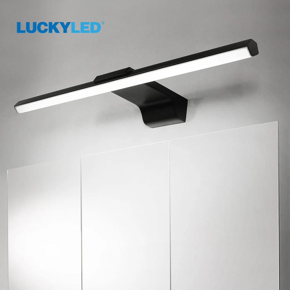 LUCKYLED 벽 램프, 욕실 블랙 220V 110V, 현대 거울 벽 조명 기구, 빈티지 실내 침실 거실 벽 스콘스
