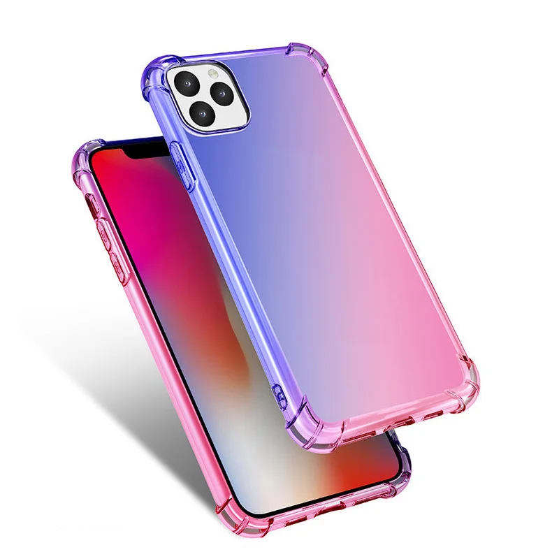 20 шт градиентный силиконовый чехол для айфон афон айфона iphone 11/iphone 11 pro/iphone 11 Pro max Чехлы s Мягкий ТПУ противоударный чехол case cover - Цвет: blue pink