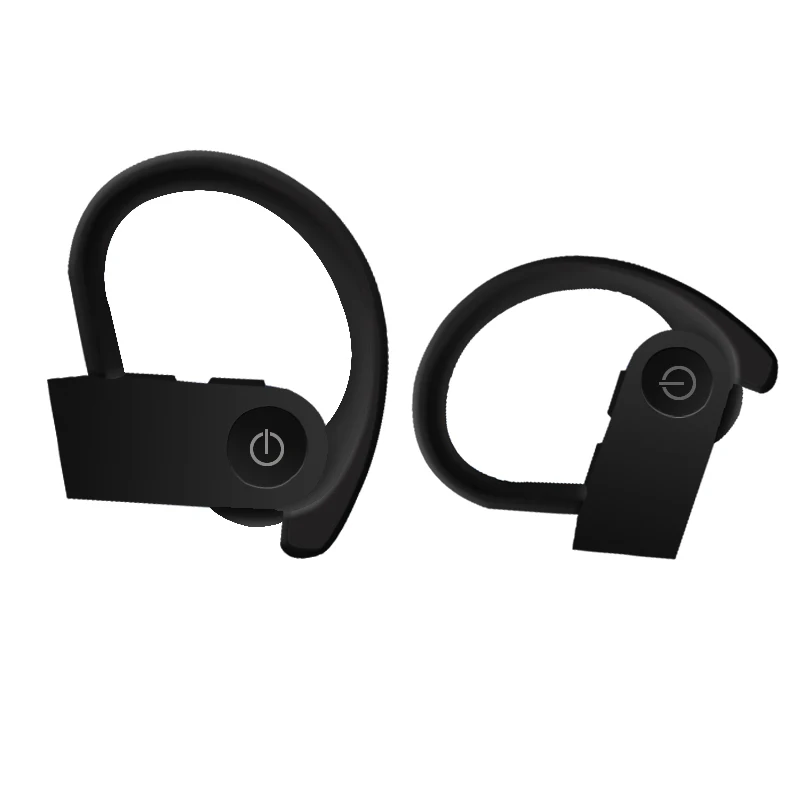 TWS 3 беспроводные наушники Bluetooth гарнитура спортивные ушные крючки Беспроводные наушники с зарядным ящиком регулятор громкости - Цвет: Черный