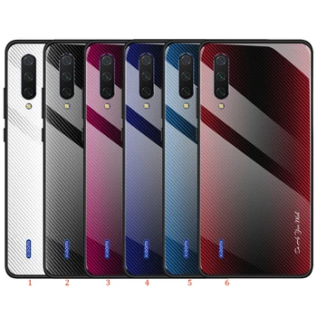 

100pcs/lot For Xiaomi Mi CC9 Mi A3 Gradient Stripe Tempered Glass Case For Xiaomi Mi 9 SE TPU Soft Side Shockproof Hard Case