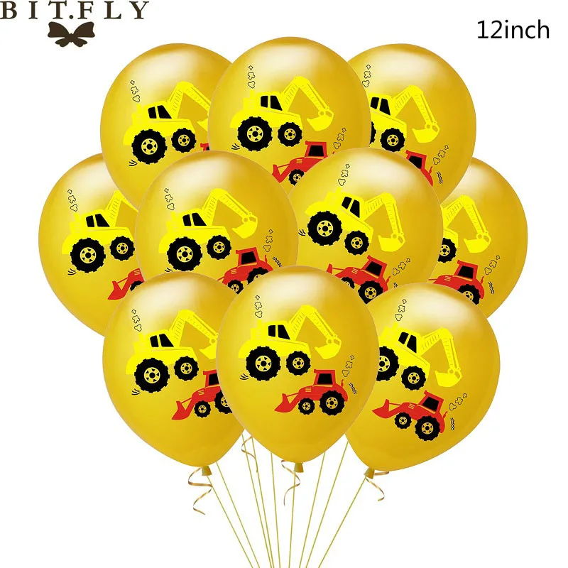 Строительная техника экскаватор латексный воздушный шар Globos баннеры гирлянда для детского душа день рождения фестиваль тема вечерние поставки - Color: 10pcs gold balloon