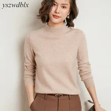

Casual Spring Autumn Women Sweater 2022 Knitted Pullovers Mock Neck Solid Cashmere Knit Basic Casual Bottoming Shirts Top Jumper